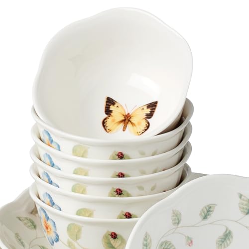 Image of Lenox Butterfly Meadow Porcelain 24-Piece Variety Bowl Set for 6