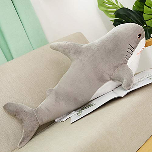 FIASHCN Funny Giant Shark Plush Toy Lifelike Shark Pillow Stuffed Soft Fish Doll Room Decor Toys For Kids Birthday Gifts 140cm Gray