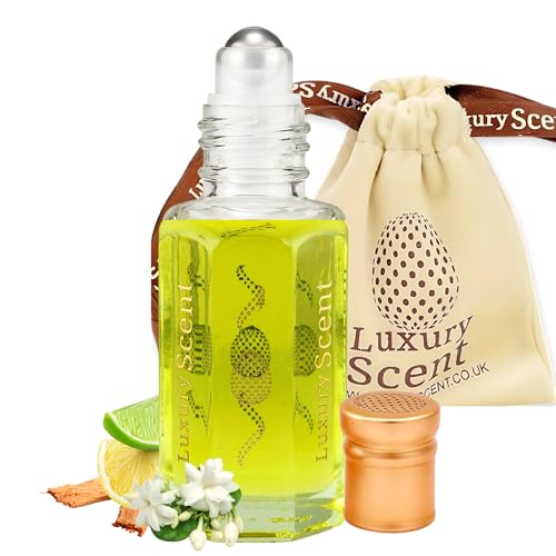 Perfume Oil Lotus Roll-On 6ml – Long Lasting Alcohol Free Arabian Attar – Premium Unisex Fresh Floral Fragrance with Jasmine, Citrus & Sandalwood Notes by Luxury Scent
