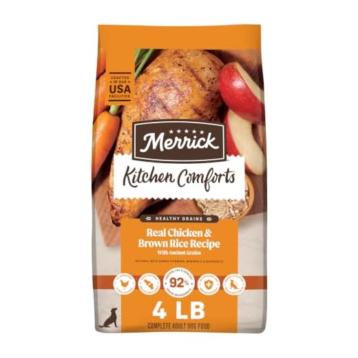 Merrick Healthy Grains Premium Adult Dry Dog Food, Wholesome And Natural Kibble With Chicken And Brown Rice - 4.0 lb. Bag