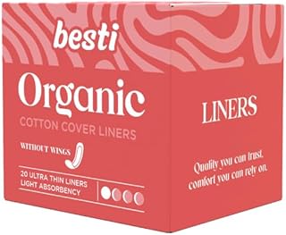 Besti 100% Organic Cotton Liners | Ultra Thin, Quick Absorbency (20 Count)