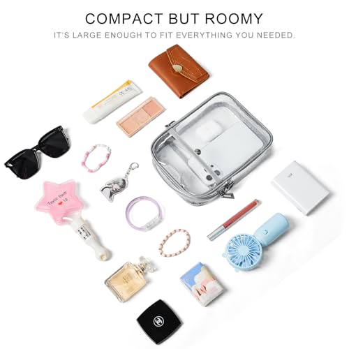 Image of LATMAP Clear Bag for Stadium Events 12x6x12 Clear Purse with 3-Zipper Pockets Crossbody Handbag Tote for Concerts Sports