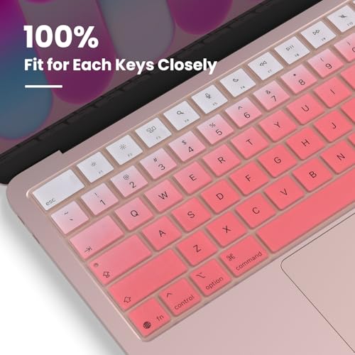 Image of Keyboard Cover Skin Compatible with MacBook Neo 13 inch with A18 Pro chip A3404 Touch ID, 2026 Apple MacBook Neo 13 Keyboard Protector - Gradual Pink