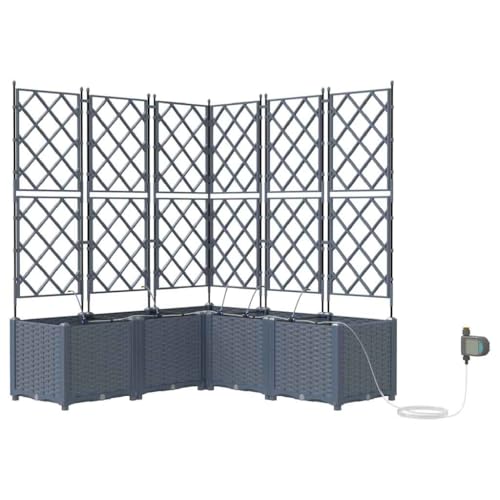 SDWEHBJ Gartenpflanzer mit Eingebautem Bewässerungssystem, Außenbereich Blumenkasten für Terrasse, Hinterhof, Wetterbeständig, Hellgrau 120x120x142 cm Kunststoff