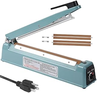 12 inch Impulse Heat Sealer Packing Bags Closer Sealing Machine Copper Transformer Manual for Food Storage Plastic Mylar Shrink Wrap Bags with Extra Fuse Replace Elements