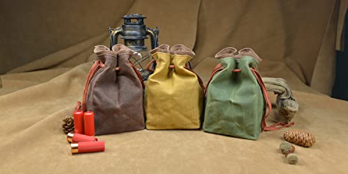 Drawstring Ammo Pouch, Tactical Ammunition Magazine Belt Bag For .30-06，Cartridge Bag Rifle Shotshell Holder Storage Bag (Dark Brown, Small) #TOP5