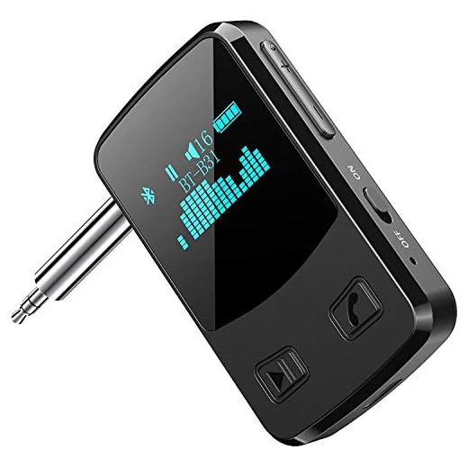 Rayber Bluetooth-adapter bil med skärm, Silent Aux Bluetooth 5.0-adapter för handsfree calls/röstnavigering, bärbar Bluetooth-mottagare med clip för bil/hemstereo/hörlurar