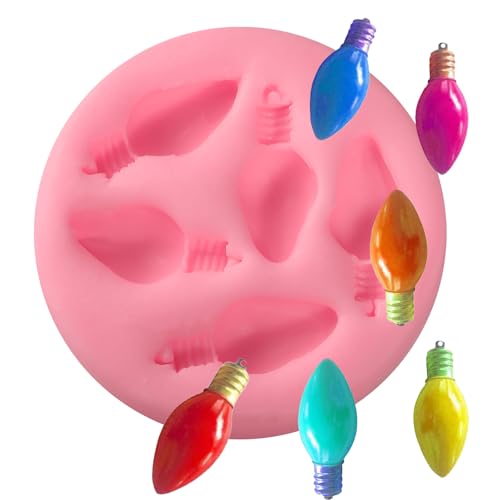 ICNYEKl Christmas Light Bulb Fondant Mold for New Year Party Cake Decoration Candy Chocolate Silicone Molds Biscuit Kitchen Baking Tool Polymer Clay Resin Gypsum