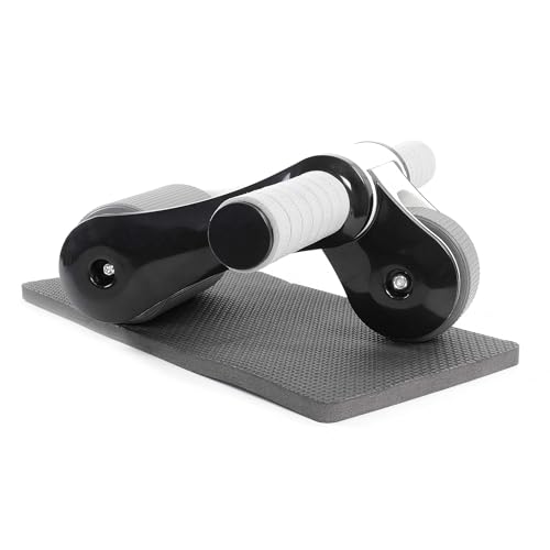 LUXTRI Bauchroller mit Kniematte 240 x 170 mm, Ab Roller klappbar mit 2 Rädern, Bauchmuskeltrainer zur Stärkung des Oberkörpers, Bauchroller, Ab Wheel Workout