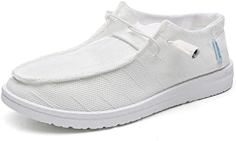Betrue Lightweight Boat Shoes for Women, Womens Casual Loafers, Womens Slip On Deck Shoes, Breathable Canvas Sneakers for Women（BE2018A-white-39）