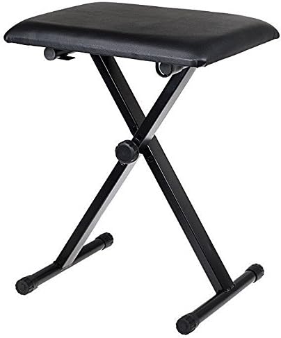Black Adjustable Piano Keyboard Bench Leather Padded Seat Folding Stool Chair