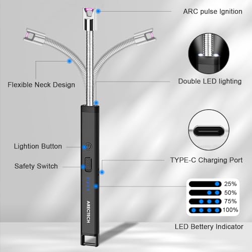 USB Rechargeable Electric Lighter for Men and Women - Black