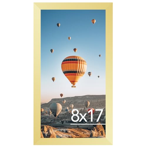 Image of JCJMY 8x17 Picture Frame Gold for Poster Photo Picture, Horizontal and Vertical Formats for Wall Hanging, 8 x 17 Wall Gallery Poster Photo Frame for 8 by 17 Photos Posters, Gold