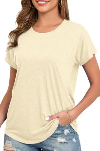 Image of Womens Summer Short Sleeve Tops High Low Loose Casual Basic T-Shirt