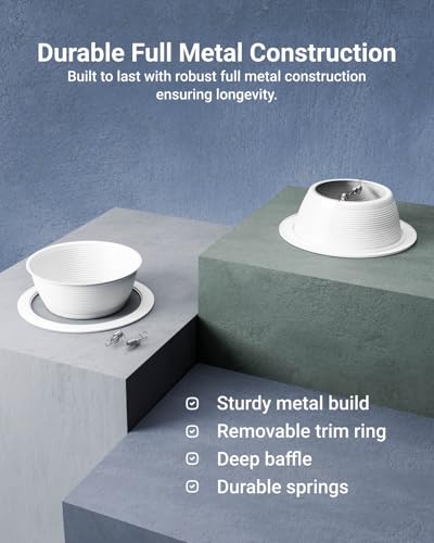 sunco 12 pack 6 inch ceiling can light trim step baffle with detachable ring white recessed light trim