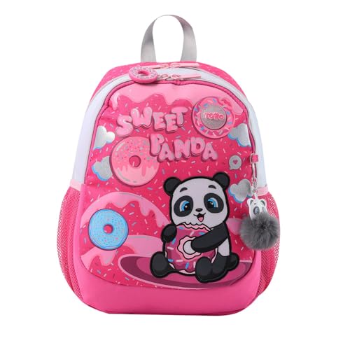 TOTTO - Mochila Infantil, Modelo Sweet Panda S, Mochila Pequeña, Capacidad 8 L, 2 Compartimentos, 2 Bolsillos para Botella, Organizador Interno, Correas Acolchadas, Resistente y Duradera, Color Rosa