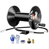 MEKOH Pressure Washer Hose Reel 100ftx3/8”/130ftx1/4”, 4000PSI Heavy Duty Power Washer Hose Reel with M22-14 Fitting, Hand Crank Metal Reel with Wall/Trailer/Van Mount, Manual Hose Reel for Water