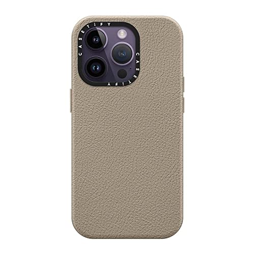 Étui en cuir CASETiFY iPhone 14 Pro MagSafe luxe greige
