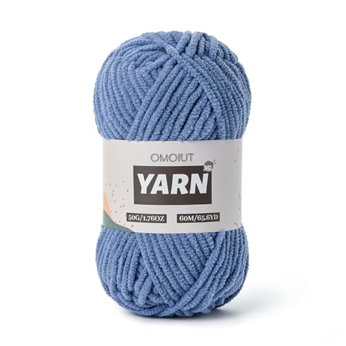 Image of Plush Chenille Chunky Crochet Yarn - Baby Yarn for Crocheting Soft - Velvet Yarns Knitting for Blankets Crafts - Fluffy Amigurumi Yarns 50g / 65.6yd (Navy Blue)