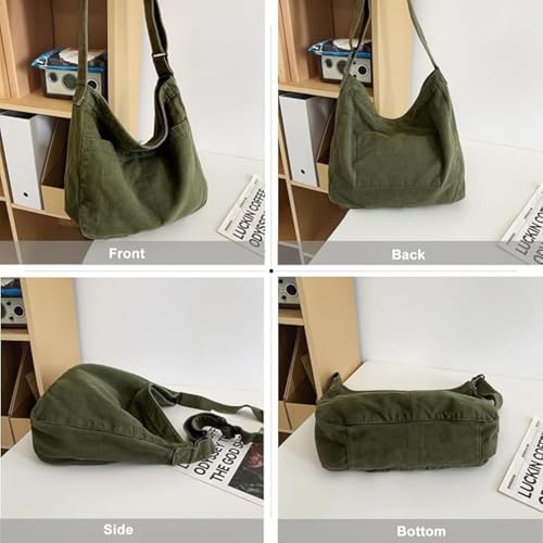 Image of FUOCO Canvas Messenger Bag for Men Women - Vintage Crossbody Sling Bag for Laptop Travel Office College Gym - Aesthetic Shoulder Handbag One Side Tote Bag
