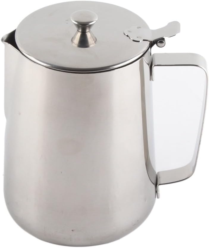 Stainless Steel Milk Frothing Pitcher Dripless Spout for Latte Art, Ergonomic Handle with Lid for Precise Pouring and Spill Prevention(600ml)