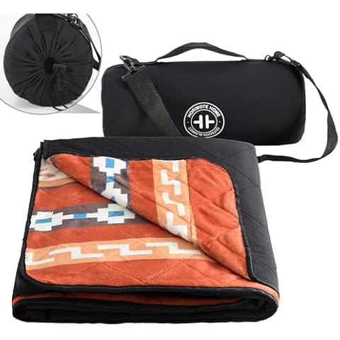 HORIMOTE HOME Outdoor Waterproof Camping Blanket, Extra Thick Flannel Fleece Warm for Cold Weather, Windproof Aztec Blankets Foldable for Stadium Picnic Dog Pet Car(Montana) Cover