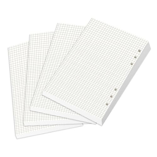 4 Packungen A5 Nachfüllpapier Gepunktet, 180 Blatt/360 Seiten 6 Löcher Ringbucheinlagen A5 Gitter Ringbuch Nachfüllbar Papier für Ringbücher Notizbuch Skizze Tagbuch Malerei