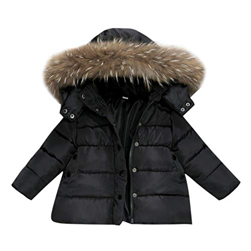 ShangSRS Cappotto con Cappuccio Piumino da Unisex Bambino Parka Zip Up Impermeabile Invernale 0-5 Anni (Nero 2, 12-18 Mese)