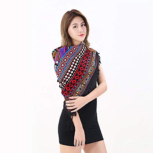 Women Tassel Scarf Cotton 43"×43" Large Square Shawl and Wraps,Versatile Gift Fringe Boho Shawl3