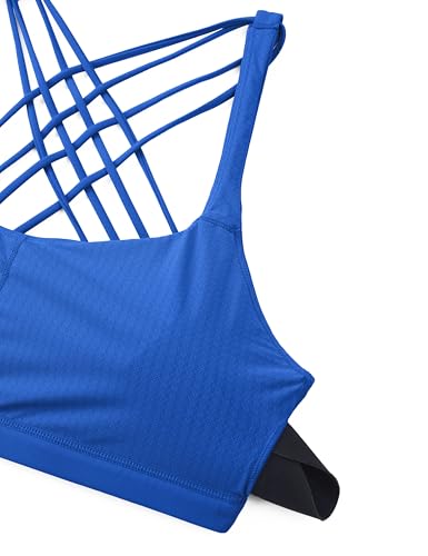 Image of CRZ YOGA Naked Feeling Strappy Sports Bras for Women - Criss Cross Back Wireless Padded Cami Yoga Workout Top