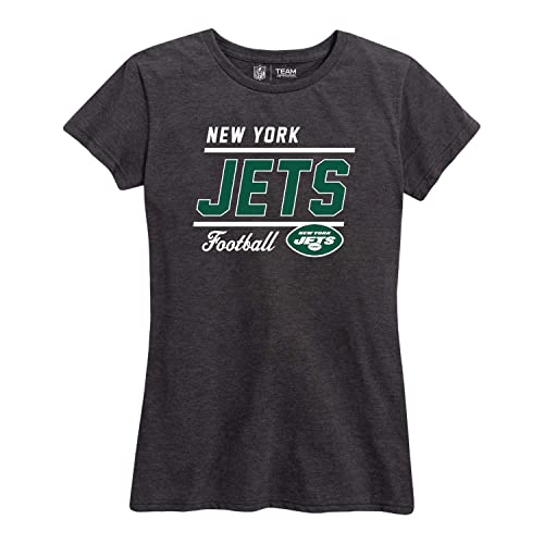 Team Fan Apparel NFL Women's Team Block Charcoal Tagless T-Shirt - Cotton Blend - Rock Game Day with Perfect Comfort & Style (New York Jets - Charcoal, Small)