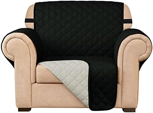 subrtex Quilted Sofa Cover Reversible Sofa Protector 1,2,3 Seater Couch Cover with Adjustable Elastic Straps, Side Storage Pocket (Loveseat, Navy)