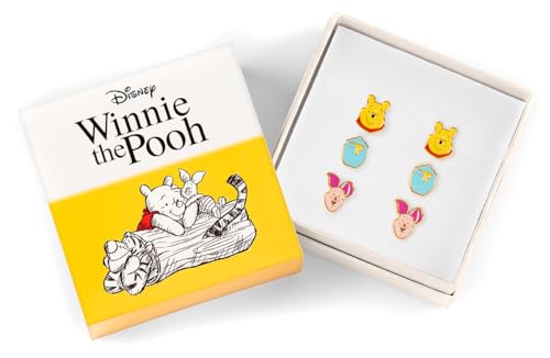 Disney Winnie The Pooh Yellow, Pink & Blue Trio Earring Set SF00469YL, One Size, Brass, No Gemstone2