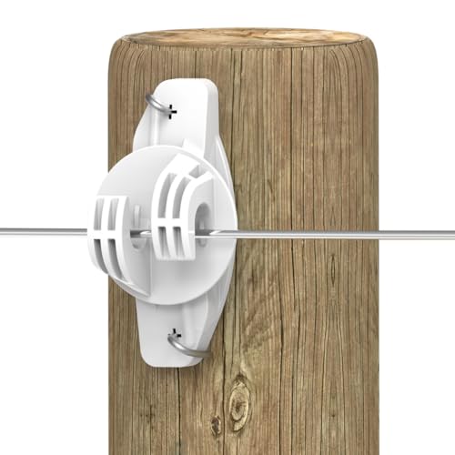 Gallagher White Wood Post Wide Jaw Claw Insulator 25-Pack | Durable UV-Resistant Insulators for Polywire, Polytape, and Steel Wire | Secure and Long-Lasting