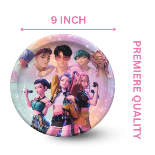 Image of Wanna Party Korean Pop Band Theme Paper Plates for Birthday Decoration Items for Girls | Pack of 8 Party Plates for Kids & Teens Celebration