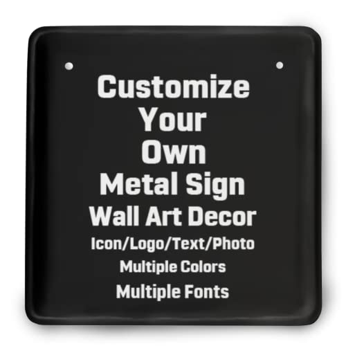 Letrero de metal cuadrado personalizado de hojalata, 8 x 8 pulgadas, letreros personalizados de metal para exteriores, letrero de logotipo de foto con texto personalizado para negocios agrícolas,