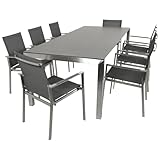 DEGAMO Gartengarnitur Sydney 9-teilig Edelstahl (8X Stapelsessel gepolstertes...