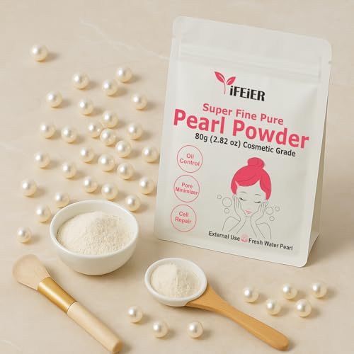 iFEiER 100% Pure Freshwater Pearl Powder Cosmetics Grade. 80g(2.82oz) Nano Grade Pearl Powder for Homemade Skincare, DIY lotions | creams | serums | making face mask, Natural and Oranic