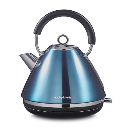 Morphy Richards Accents Pyramid Kettle, 1.5L, 3KW Rapid Boil, 360 Base, Removable Limescale Filter, Easy View Window, Ring Pull, Blue, 102049