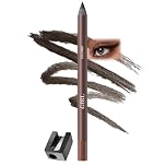 Waterproof Matte Brown Eyeliner Pencil – Long-Lasting Hypoallergenic Creamy Smudge-Proof Texture, Smooth Application for Sensitive, Mature & Older Women, Natural Look with Built-In Sharpener