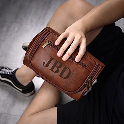 Personalized Toiletry Bag For Men, Husband, Boyfriend, Dad Capacity Leather Travel Dopp Kit Handcrafted Engraved Custom Name Unique Gift For Birthday| Anniversary| Fathers Day| Wedding Groomsmen Gifts