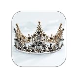 Salliy Black Crown Rhinestone Tiara and Crowns Crystal Queen Tiara Gothic Hair Accessories Wedding Crowns Halloween Costume Baroque Crown for Women