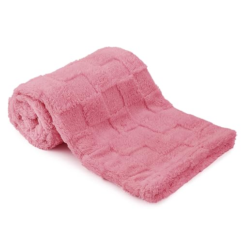Image of Plush Soft with Square Checkered Baby Blanket,Fleece Infant Toddler Blankets for Girls Boys,Warm Lightweight Breathable Newborn Receiving Blankets for Crib Stroller 30"×39" (Dark Pink, Square)