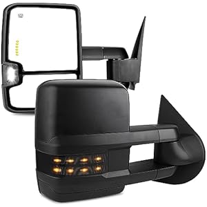 YITAMOTOR Towing Mirrors Compatible with 1999 2000 2001 2002 Chevy Silverado Sierra 1500 2500, 2001-2002 GMC Yukon XL, Power Adjusted Heated Glass Turn Signal Light Backup Lamp Telescoping S