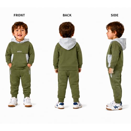 Image of Volcom Infant Toddler Baby Boys Joggers Set - 2 Piece Fleece Pullover Hoodie and Jogger Pants Activewear Set (Sizes: 12M-7)