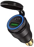 Qualitätszertifizierung: Fayrimi Motorrad Wasserdicht SchnellladegeräT mit USB Typ C Anschluss 12V / 24V Qc3.0 Netzteil Steckdose für Schwarz