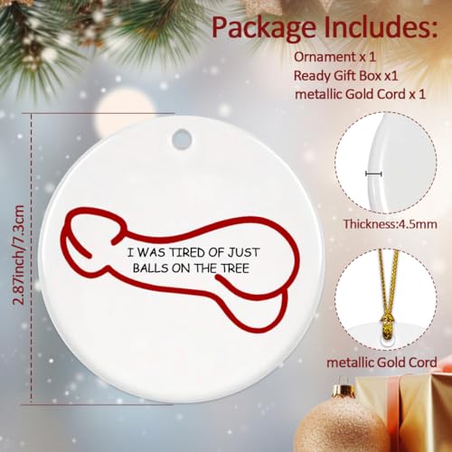 Funny Christmas Ornaments - I was Tired of JUST Balls ON THE Tree - Unique Christmas Ornaments, Gag Gifts, White Elephant Gift - image 4