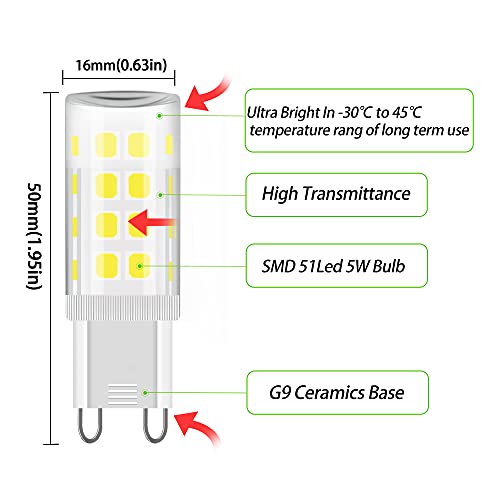 ZEIYEI G9 LED Bulbs, Cool White 6000K, 5W (40-50W Halogen Equivalent), 450LM, Non-Dimmable Flicker-Free - Image 3