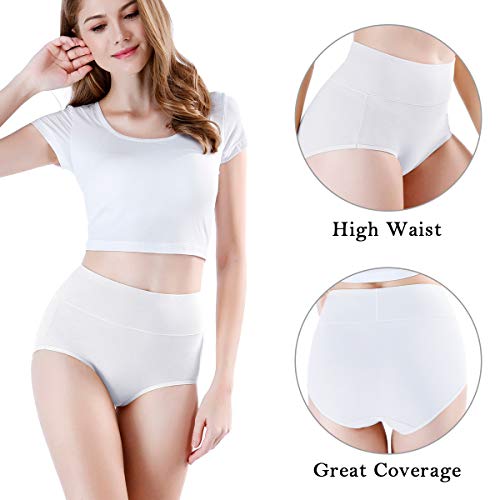 Image of wirarpa Women's Cotton Underwear High Waist Full Coverage Brief Panty Multipack