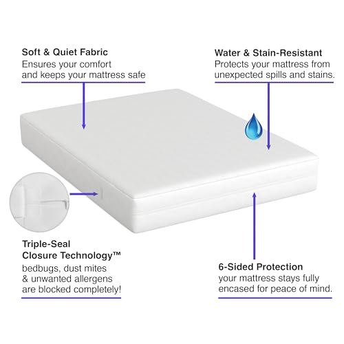 All-in-One Mattress Protector, Zippered Encasement, Water & Stain Resistant, Triple Seal Protection, Twin XL, White by Bed Bug Blocker - Image 2